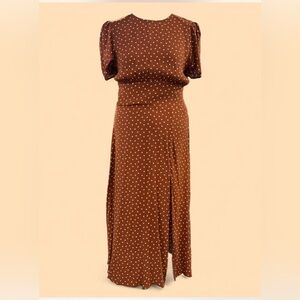 Retro Style Brown Polka Dot Dress